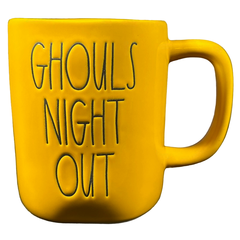 Rae Dunn green Halloween store mugs black interior