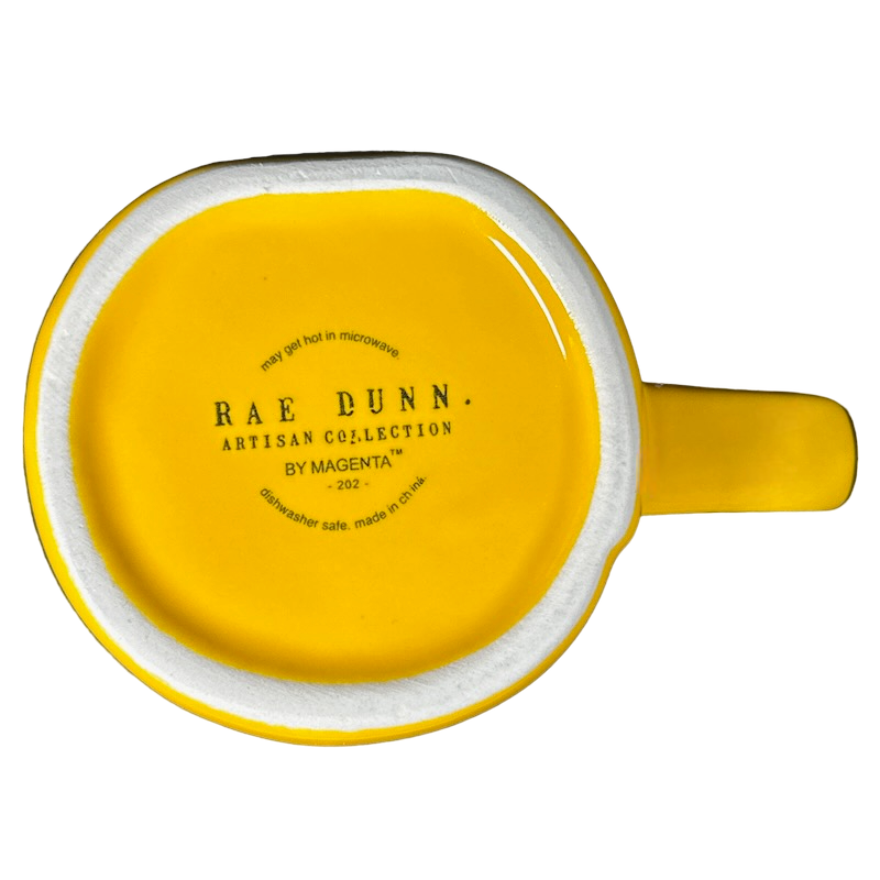 Rae Dunn Artisan Collection GHOULS NIGHT OUT Golden Yellow Mug Golden Yellow Inside Magenta