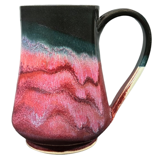 Abstract Wave Pattern Tall Signed Pottery Mug