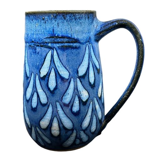 Abstract Teardrop Pattern Tall Pottery Mug