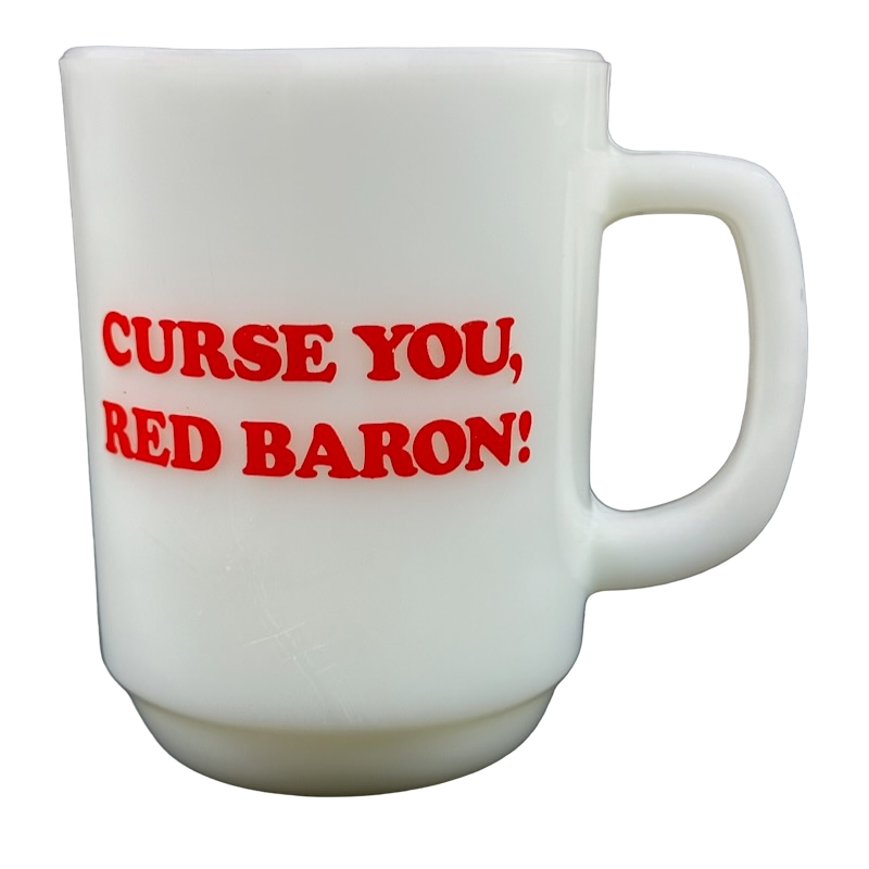 Vintage 1965 snoopy fire king curse you Red on sale Baron mug