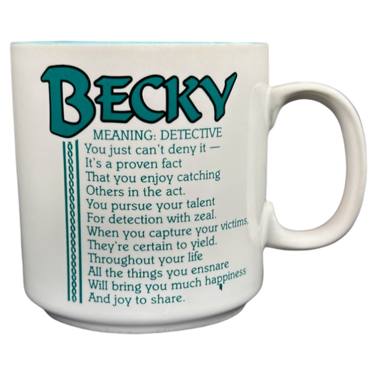 BECKY Poetry Name Turquoise Interior Mug Papel