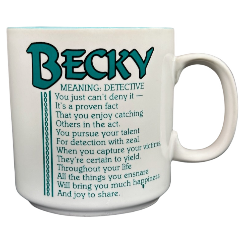 BECKY Poetry Name Turquoise Interior Mug Papel