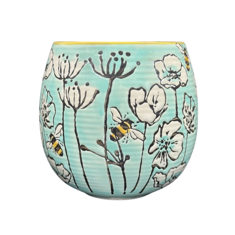 Bees And Flowers Etched Mug Taimei Teatime