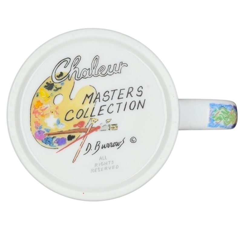 Chaleur Starry Night Van Gogh vintage mug featuring a colorful artist palette design