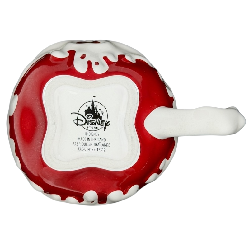 Disney Evil Queen Poison Apple mug featuring a glossy red exterior and white interior design