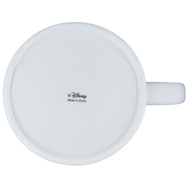 Bottom view of Disney Minnie Mouse jumbo mug featuring smooth white ceramic design