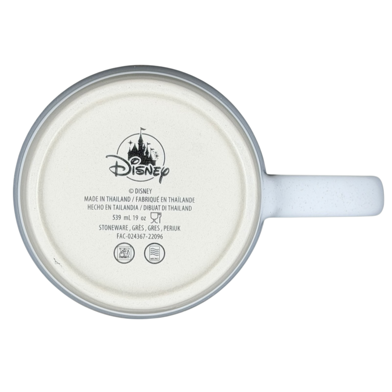 Bottom view of Living In A Fantasyland Gold Castle Mug Disney Parks with Disney logo and product details