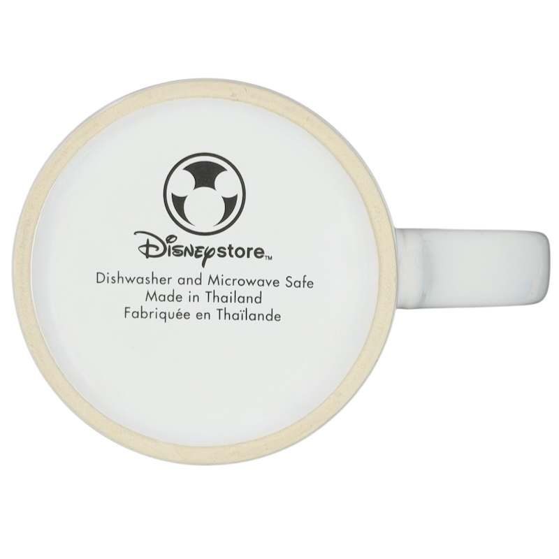 Bottom view of Tinker Bell large Disney mug featuring logo and care instructions