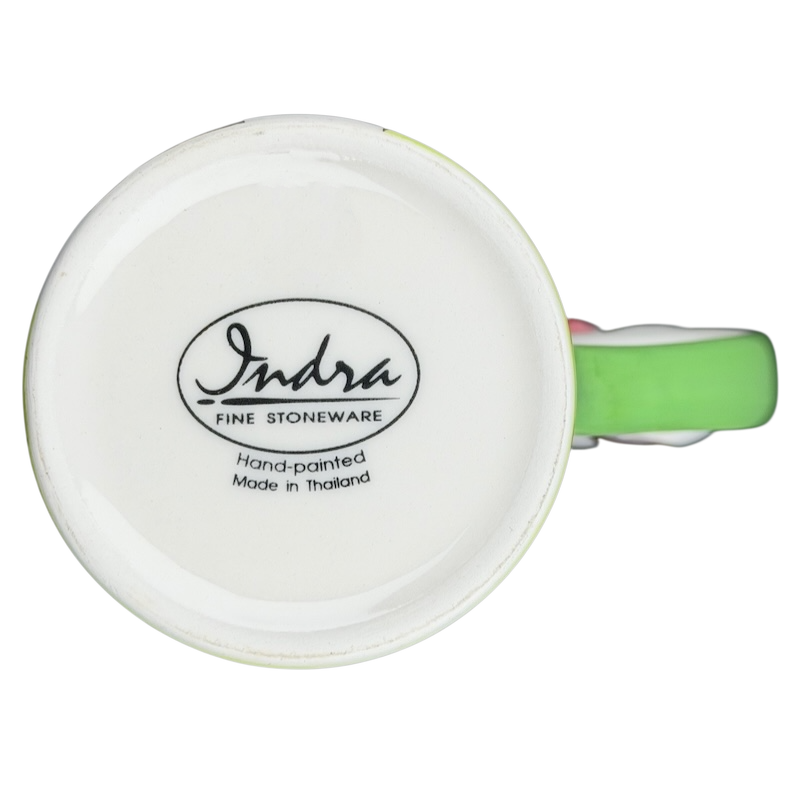 Indra vintage cow handle mug with colorful design, perfect for coffee lovers and unique tableware