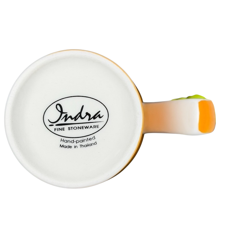 Indra vintage frog butterfly handle mug with vibrant colors and intricate hand-painted design