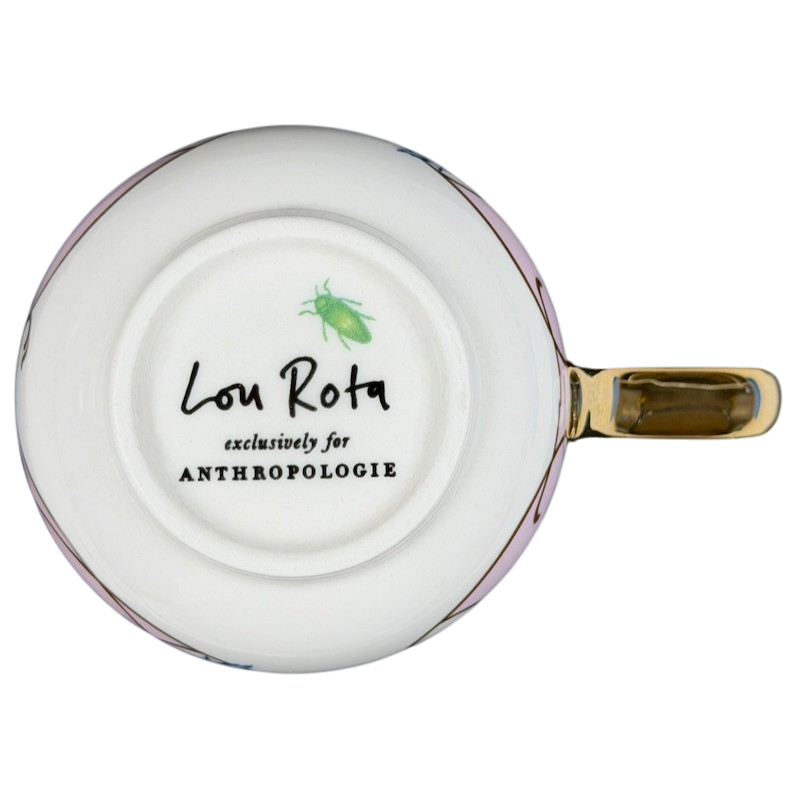 Lou Rota Nature Table Monogram Initial Mug Anthropologie featuring a gold handle and decorative design