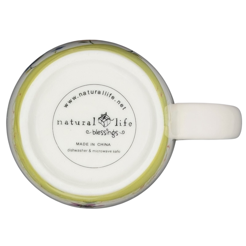 Bottom view of I Can Do All Things Through Christ Natural Life mug with branding details
