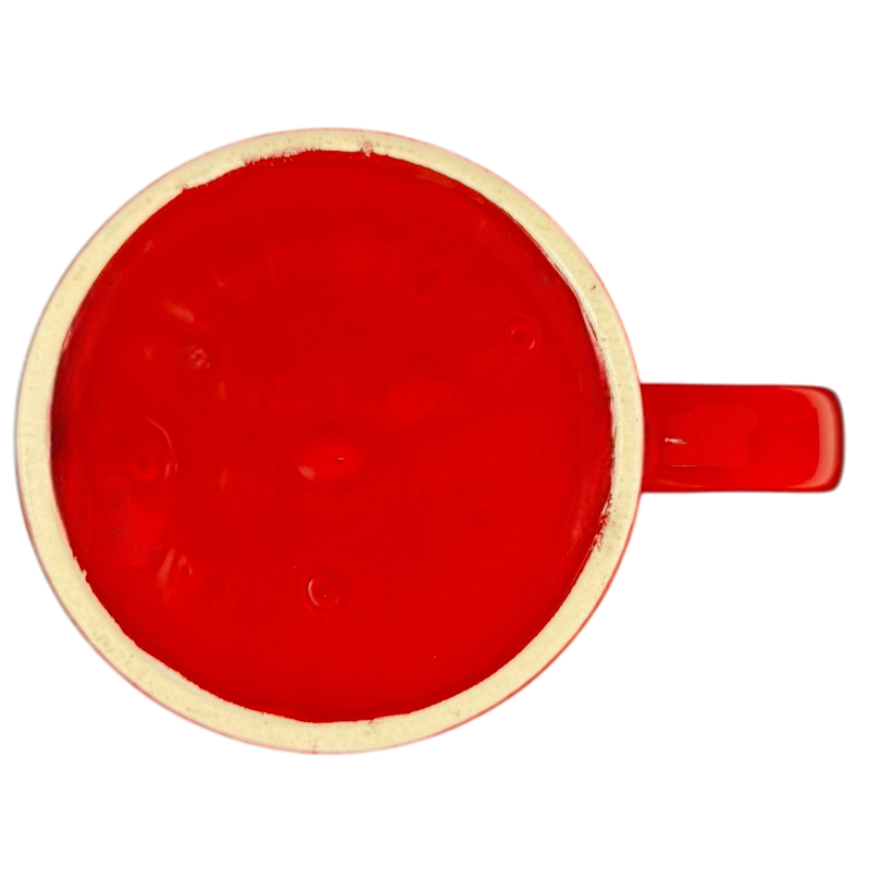 Top view of Official Ferrari Licensed Racing Vintage Mug in bright red with a classic design