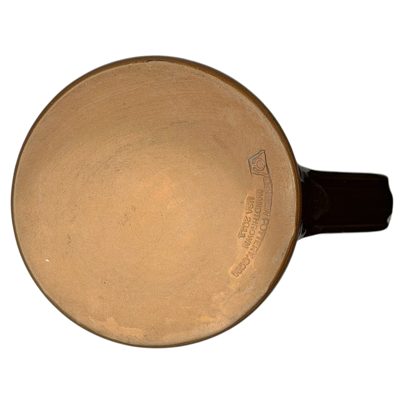 Bottom view of a Ronald Reagan Rancho Del Cielo vintage Deneen mug showcasing its handcrafted details