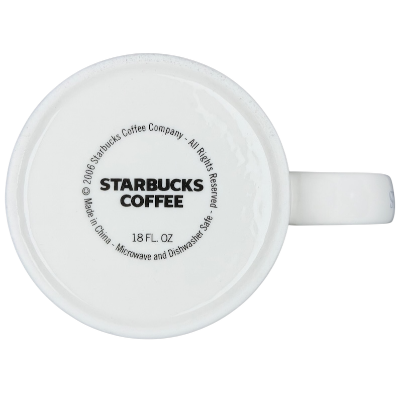 Bottom view of Starbucks Architect Series Fort Worth vintage mug displaying logo and capacity details