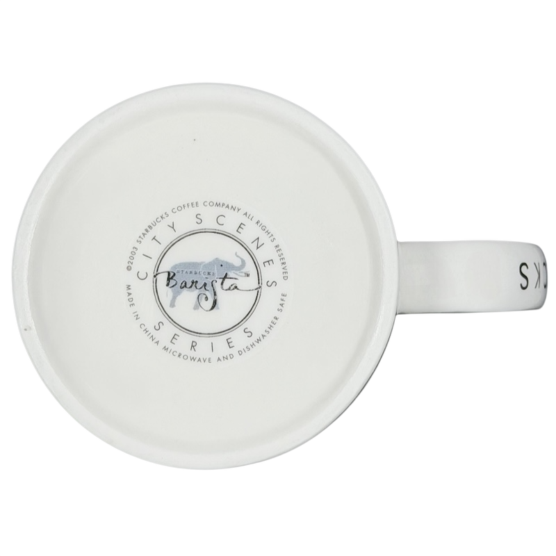 Barista City Scenes San Diego Mug Starbucks with a sleek white design and logo on the bottom