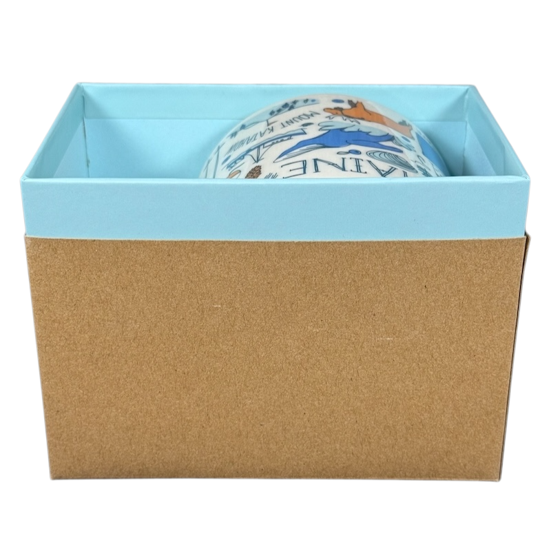 Starbucks Been There Series Maine mug partially visible inside blue and brown gift box