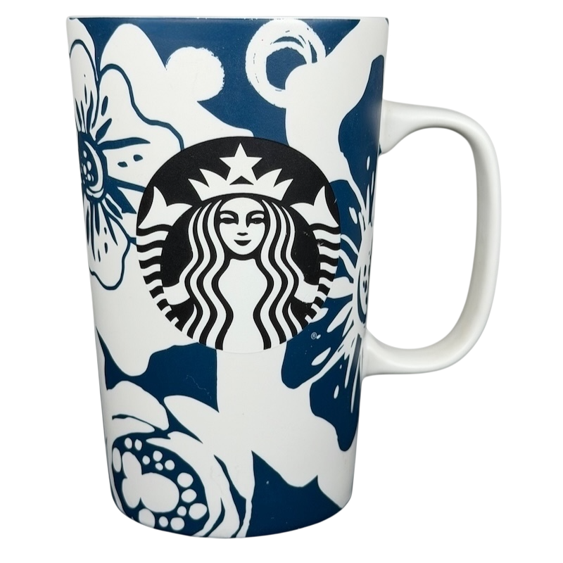 black and blue starbucks cup Starbucks Dot Collection Siren Floral Mug 16oz Tall Blue