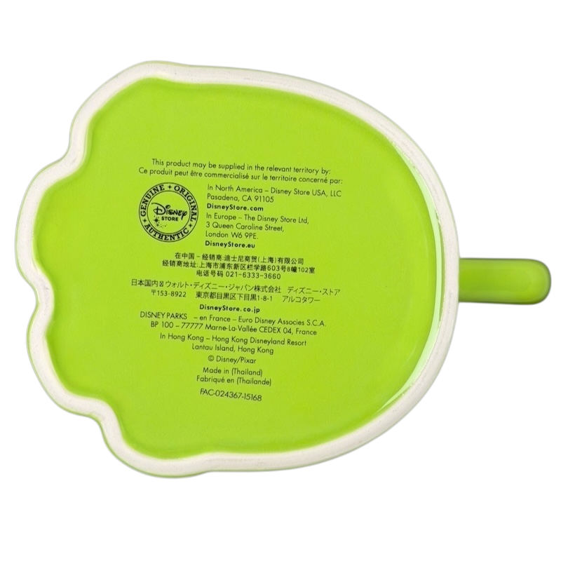 The Good Dinosaur Arlo Spot mug in green with a unique dinosaur shape for Disney fans