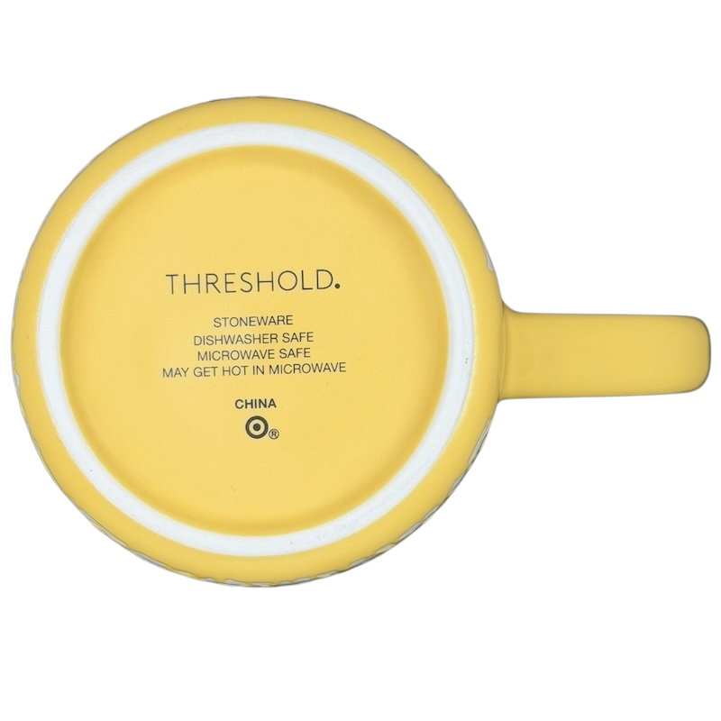 Mornin' Sunshine etched floral Threshold mug in vibrant yellow stoneware with a durable design