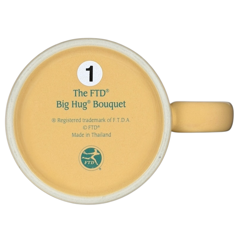 Bottom view of the vintage Big Hug Mug from FTD showing the design and brand details