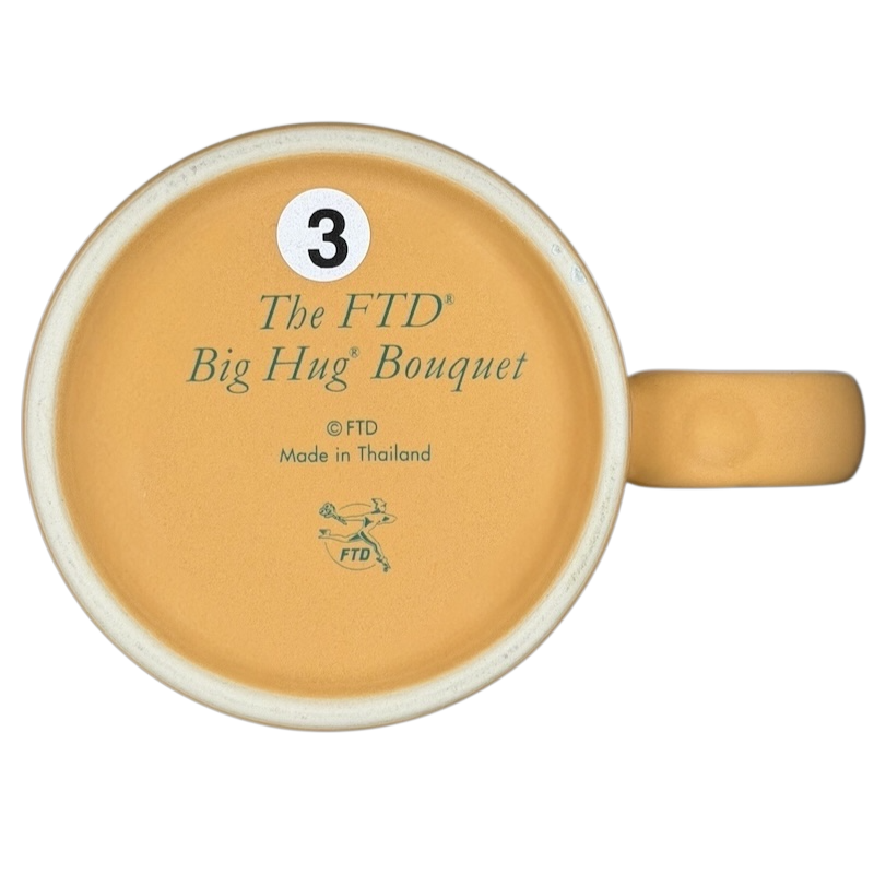 Vintage Big Hug Mug by FTD in yellow with a smooth finish and comfortable handle