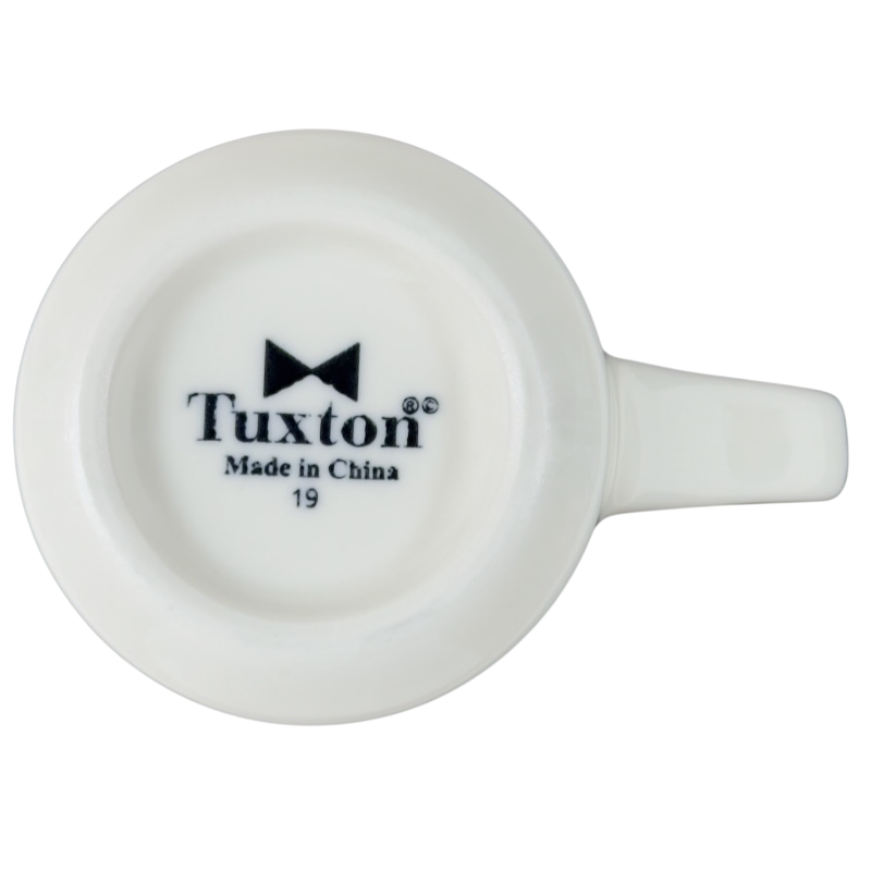 Tuxton vintage IHOP smiley mug with classic white finish and logo on the bottom