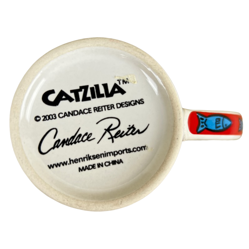 Catzilla Candace Reiter Designs Colorful Cats With Fish In Their Mouths Mug Henriksen Imports