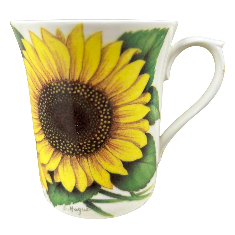 Country mug with flowers and sunflowers