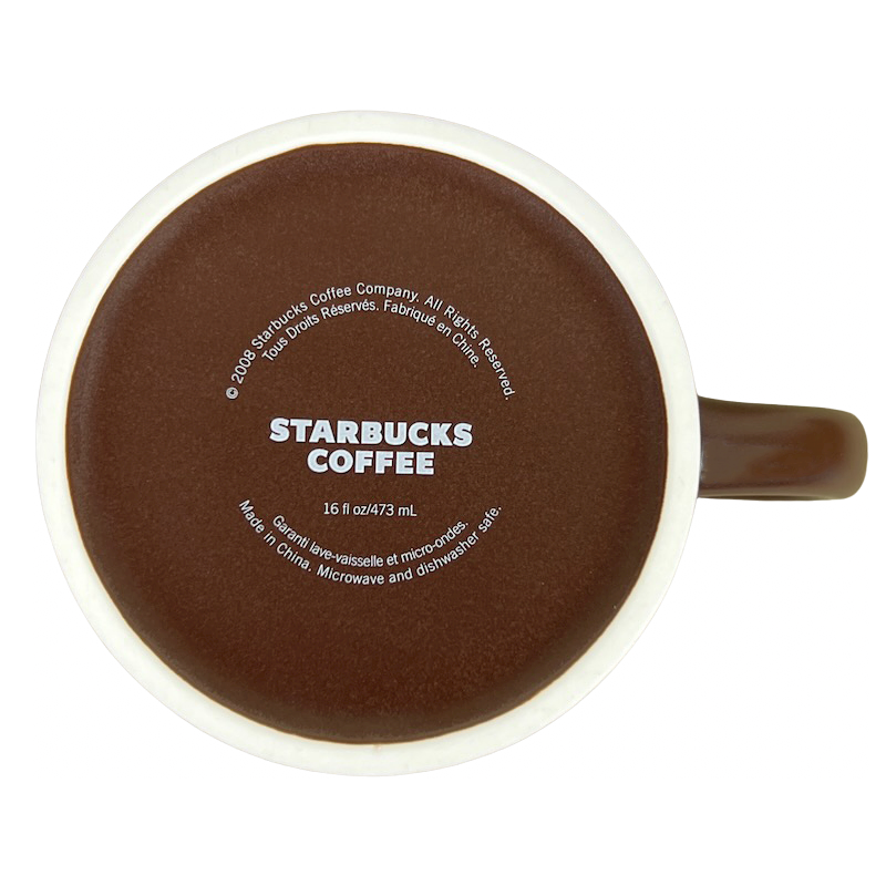 Starbucks Coffee Abbey Large Brown With White Lettering 16oz Mug 2008