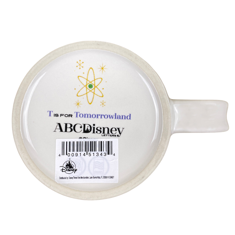 "T" Is For Tomorrowland ABC Letters Monogram Initial Cream Mug Disney Parks