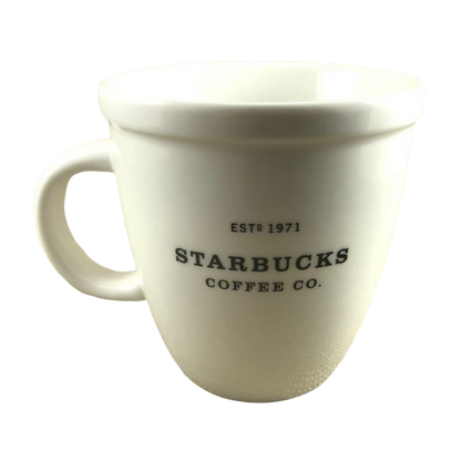 ESTD 1971 Starbucks Coffee Co Barista Abbey Large White Mug With Black Lettering 2007 Mug