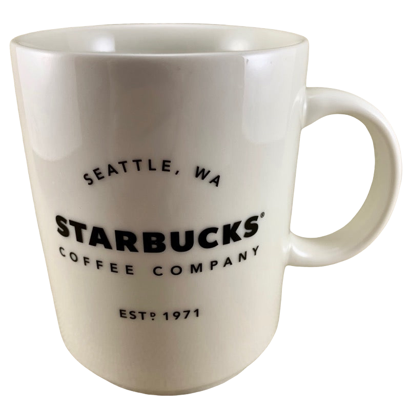 Starbucks Mug Coffee Company Seattle WA Est 1971 White Cup 14 Oz Stackable  2018