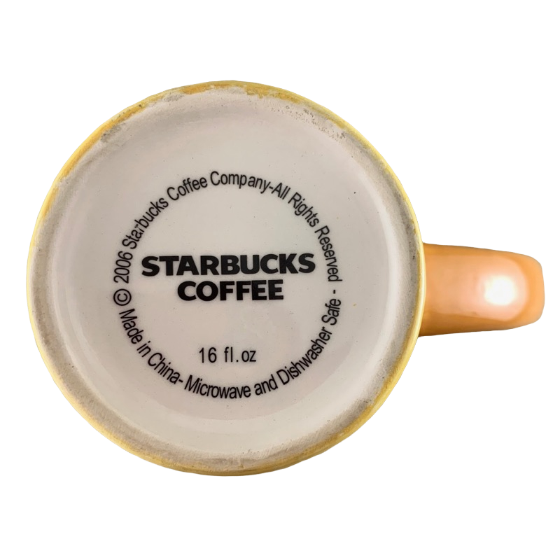 White Flowers In Yellow Background Floral 16oz Latte Mug Starbucks