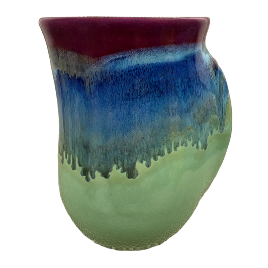 Hand Warmer Purple Blue Green Pottery Mug Neher Clay In Motion