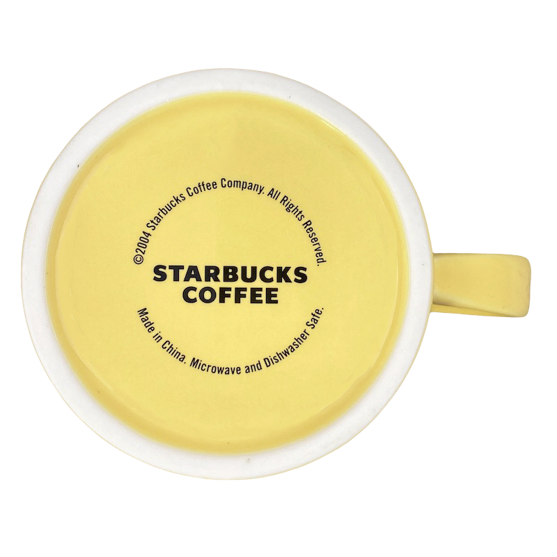 Starbucks Coffee White Lettering Yellow Mug 2004 Starbucks