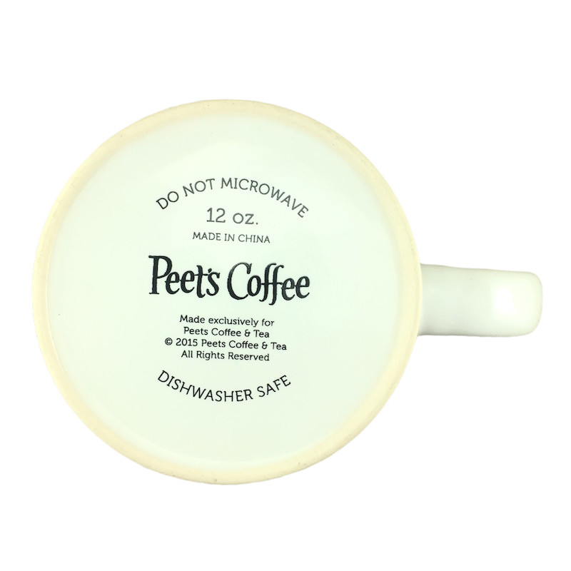 Peet's Coffee & Tea Gold And White Ornaments And Snowflakes 12oz Mug