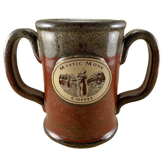 Mystic Monk Coffee Double Handled Mug Sunset Hill Stoneware