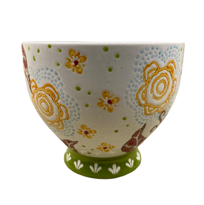 Artistic Accents Embossed Floral With Green Handle Mug Coastline Imports