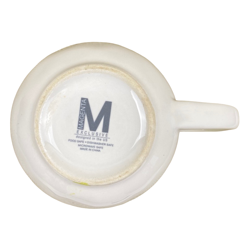 Rae Dunn Bicycle With Flowers White Exterior Pink Interior Mug Magenta