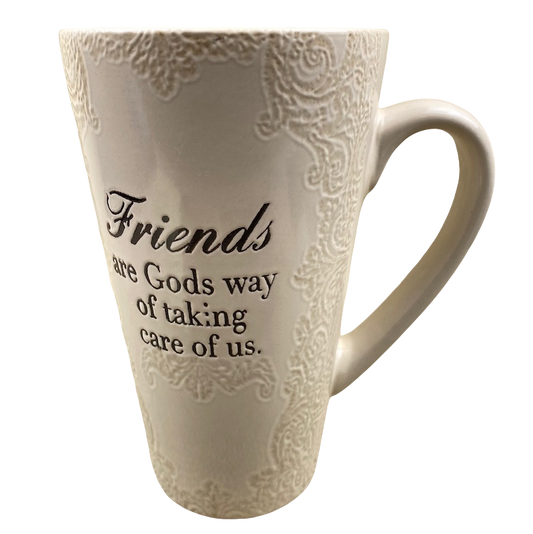Friends Are Gods Way Of Taking Care Of Us Etched Lace Pattern Tall Mug Spectrum Designz
