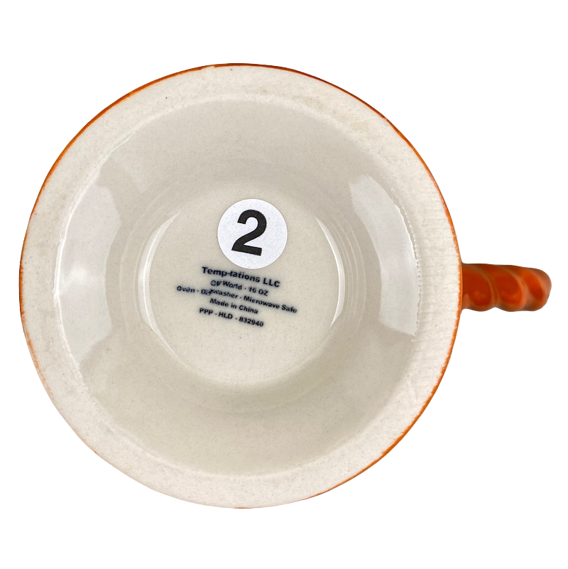 Old World Leaves And Acorns Scalloped Orange Trim 16oz Pedestal Mug Temp-tations