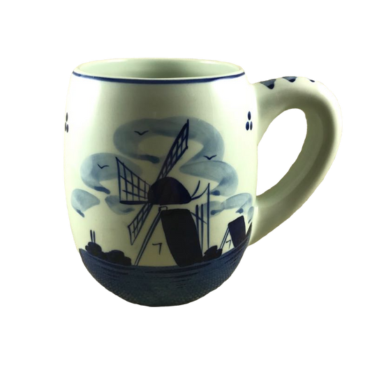 Windmill And Floral Handpainted Mug Delfts Blauw