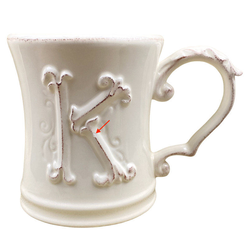 Letter "K" Embossed Elizabeth Monogram Initial Mug Pier 1 Imports