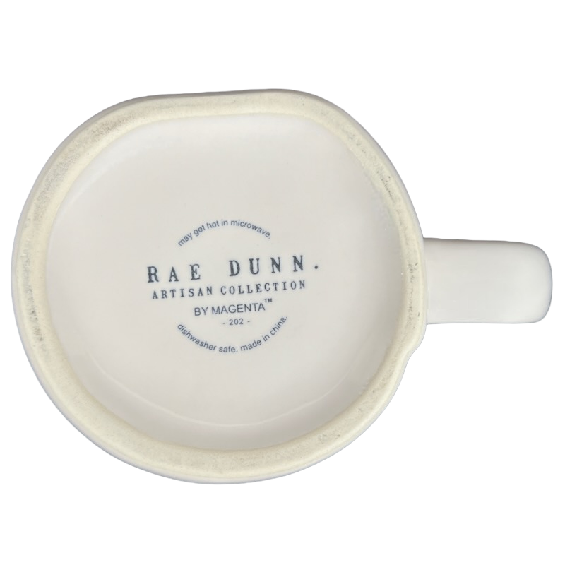 Rae Dunn Artisan Collection MUSIC TEACHER Mug Cream Interior Magenta