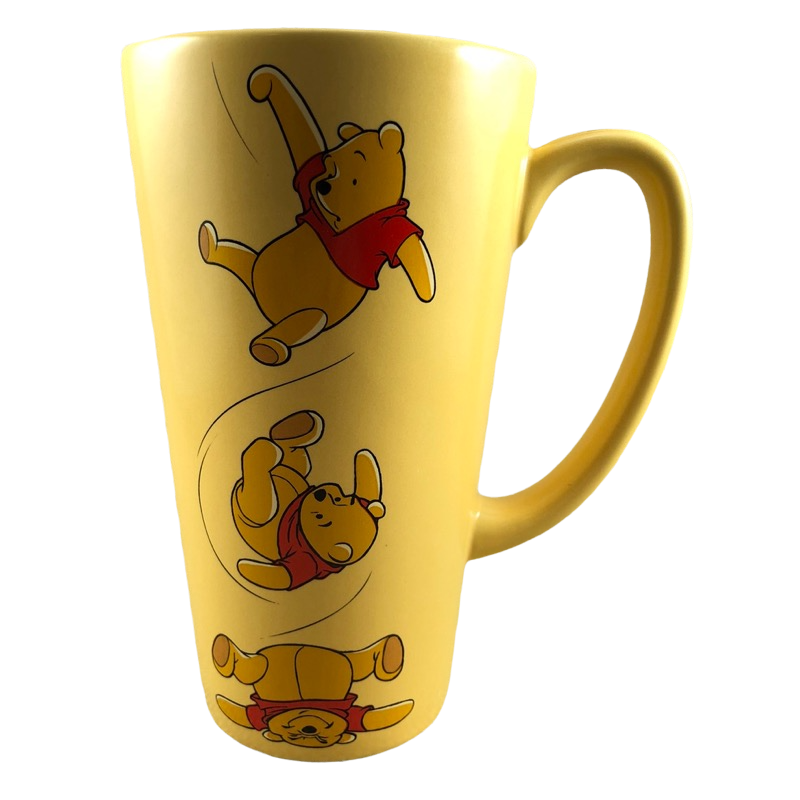 DISNEY WINNIE The POOH BEAR JUMBO SIZED CLEAR GLASS Coffee Cup Mug Vtg  Picnic