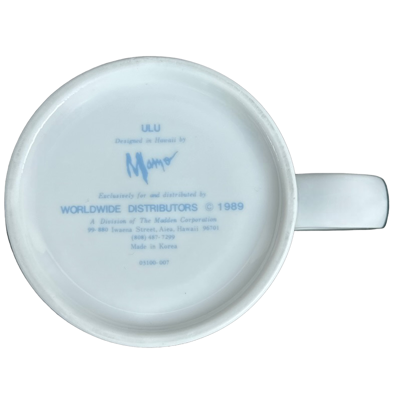 ULU Mamo Light Blue Floral Mug With Light Blue Trim Worldwide Distributors