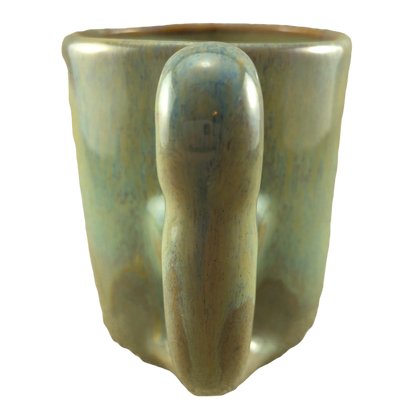 3D Figural Woodpecker Handle Drip Glaze Green Mug
