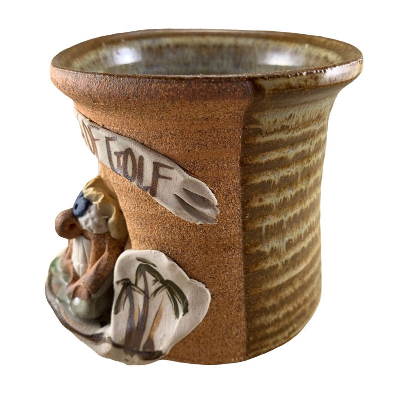 A Relaxing Day Of Golf Monkey Pottery Mug